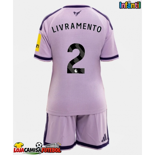 Camisa de Futebol Newcastle United Tino Livramento #2 Equipamento Alternativo Infantil 2026-27 Manga Curta (+ Calças curtas)